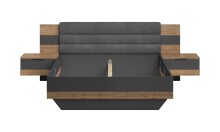 Schlafzimmer-Set >LINEA< (3-teilig) Bartex Eiche/Graphit, Schrank 280x215x60, Bett 296x97x210