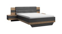 Schlafzimmer-Set >LINEA< (3-teilig) Bartex Eiche/Graphit, Schrank 280x215x60, Bett 296x97x210