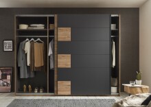 Schlafzimmer-Set >LINEA< (2-teilig) Bartex Eiche/Graphit, Schrank 280x215x58, Bett 296x97x210