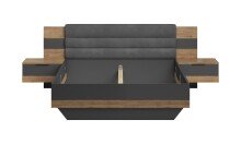 Schlafzimmer-Set >LINEA< (2-teilig) Bartex Eiche/Graphit, Schrank 280x215x58, Bett 296x97x210