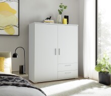 Kleiderschrank >ADELINE< Garderobenschrank, Mehrzweckschrank, weiß - 120x140x38cm (BxHxT)