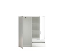 Kleiderschrank >ADELINE< Garderobenschrank, Mehrzweckschrank, weiß - 120x140x38cm (BxHxT)