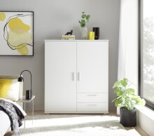 Kleiderschrank >ADELINE< Garderobenschrank, Mehrzweckschrank, weiß - 120x140x38cm (BxHxT)
