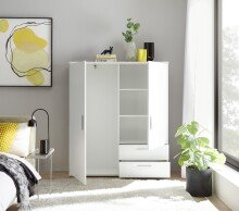 Kleiderschrank >ADELINE< Garderobenschrank, Mehrzweckschrank, weiß - 120x140x38cm (BxHxT)