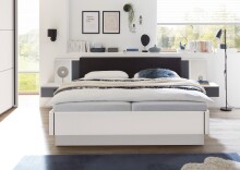 Bettanlage >ASCHAU< 180x200cm Liegefläche, Weiß / Graphit - 305x93x210cm (BxHxT)