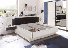 Bettanlage >ASCHAU< 180x200cm Liegefläche, Weiß / Graphit - 305x93x210cm (BxHxT)