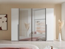 Schlafzimmer-Set >Maturs< (2-teilig) weiss/Graphit - Schrank 267x205x57cm, Bett 305x93x210cm