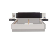 Schlafzimmer-Set >Maturs< (2-teilig) weiss/Graphit - Schrank 267x205x57cm, Bett 305x93x210cm