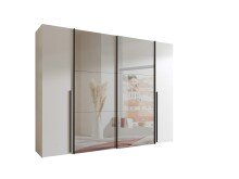 Schlafzimmer-Set >Maturs< (2-teilig) weiss/Graphit - Schrank 267x205x57cm, Bett 305x93x210cm