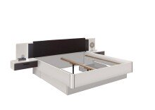 Schlafzimmer-Set >Maturs< (2-teilig) weiss/Graphit - Schrank 267x205x57cm, Bett 305x93x210cm