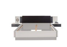 Schlafzimmer-Set >Maturs< (2-teilig) weiss/Graphit - Schrank 267x205x57cm, Bett 305x93x210cm