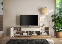 Lowboard >Morena< Soft-close, Cashmere / Eiche Cadiz Nachbildung - 241x67x42 (BxHxT)