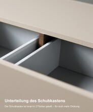 Lowboard >Morena< Soft-close, Cashmere / Eiche Cadiz Nachbildung - 241x67x42 (BxHxT)