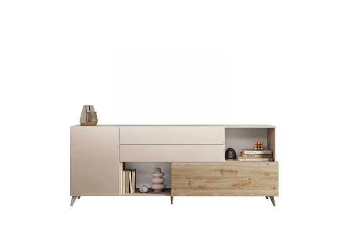 Sideboard >Morena< soft-close, Cashmere / Eiche Cadiz Nachbildung - 241x94x42 (BxHxT)