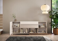 Sideboard >Morena< soft-close, Cashmere / Mercure, Holzwerkstoff - 241x94x42cm (BxHxT)