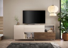 Sideboard >Morena< soft-close, Cashmere / Mercure, Holzwerkstoff - 241x94x42cm (BxHxT)