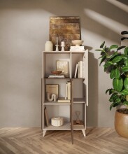 Hochkommode >Morena< soft-close, Cashmere / Mercure, Holzwerkstoff - 81x154x42cm (BxHxT)