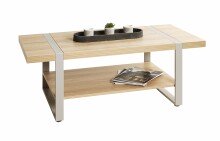 Couchtisch >25799< in eiche Dekor / Metall - 120x45x60cm (BxHxT)