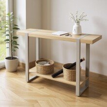 Konsole >37701< in eiche Dekor / Metall -...
