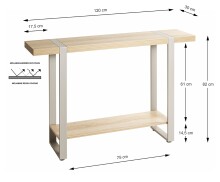 Konsole >37701< in eiche Dekor / Metall - 120x82x30cm (BxHxT)