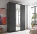 Drehtürenschrank >LOBATO< 3 Türe, Graphit und Spiegel - 151,7x225x52cm (BxHxT)