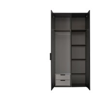 Drehtürenschrank >LOBATO< in Graphit - 101,7x225x52cm (BxHxT)