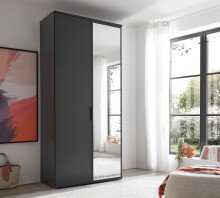 Drehtürenschrank >LOBATO< in Graphit - 101,7x225x52cm (BxHxT)