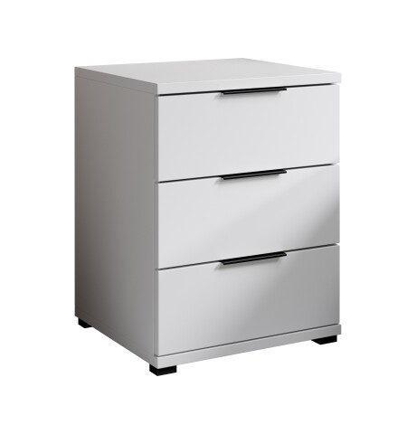 Nachtkommode >SMILLA 2< 3 Schubladen, in weiß - 46x61x42cm (BxHxT)