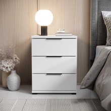 Nachtkommode >SMILLA 2< 3 Schubladen, in weiß - 46x61x42cm (BxHxT)