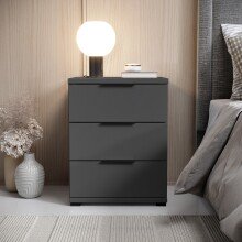 Nachtkommode >SMILLA 2< in Graphit - 46x61x42cm...