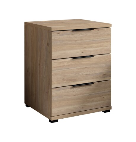 Nachtkommode >SMILLA 2< 3 Schubladen, Mauvella Oak Dekor - 46x61x42cm (BxHxT)