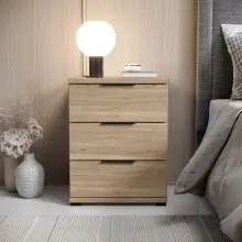 Nachtkommode >SMILLA 2< 3 Schubladen, Mauvella Oak...