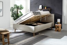 Stauraumbett >Lotte mit BK< Liegefläche 140x200cm, beige, Stellmaß: 161x105x222cm (BxHxT)