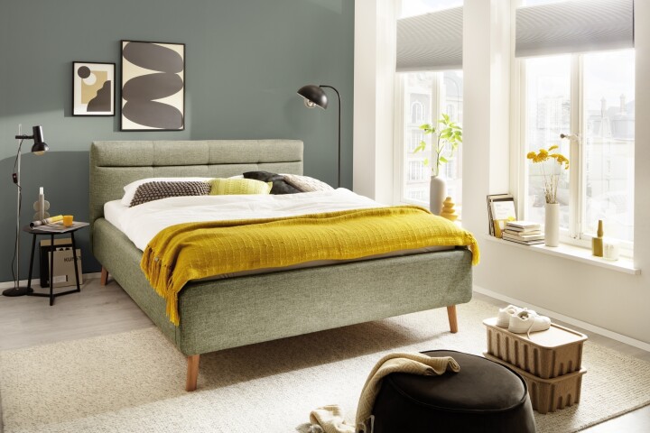 Stauraumbett >Lotte mit BK< Liegefläche 160x200cm, grün, Stellmaß: 181x105x222cm (BxHxT)