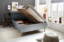 Stauraumbett >Lotte mit BK< Liegefläche 140x200cm, pastellblau, Stellmaß: 161x105x222cm (BxHxT)