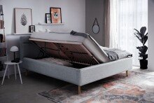 Stauraumbett >Lotte mit BK< Liegefläche 160x200cm, pastellblau, Stellmaß: 181x105x222cm (BxHxT)