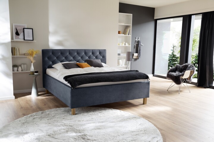 Polsterbett >San Remo mit BK< Liegefläche 160x200cm, taubenblau, Stellmaß: 170x120x215cm (BxHxT)