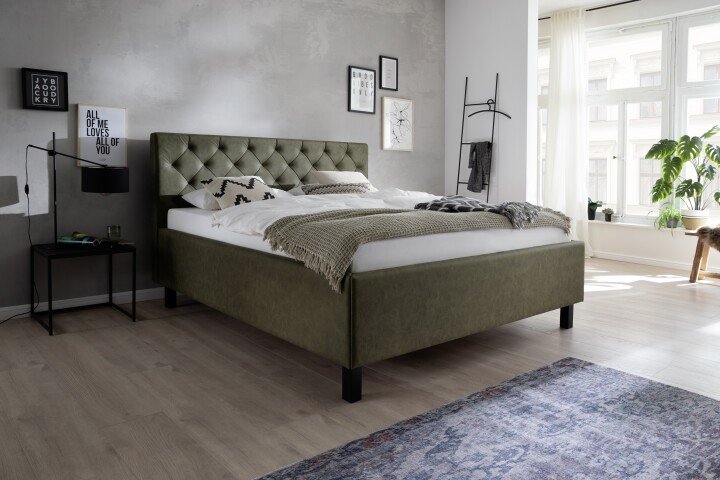 Polsterbett >San Remo mit BK< Liegefläche 180x200cm, grün, Stellmaß: 190x120x215cm (BxHxT)