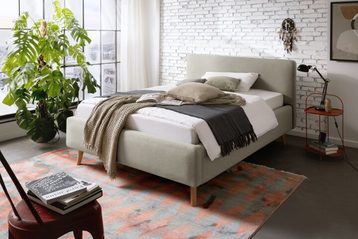 Polsterbett >Mattis< Liegefläche 140x200cm, Aspen taupe, Stellmaß: 161x105x218cm (BxHxT)