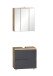 Badmöbel-Set >Paris< (2-teilig) in grau / Wotaneiche-Dekor - 60x195x35cm (BxHxT)