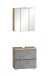 Badmöbel-Set >Paris< (2-tlg.) in Betongrau / Wotaneiche - 60x195x35cm (BxHxT)