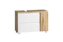 Badmöbel-Set >Paris< (2-tlg.) in weiß / Wotaneiche-Dekor - 85x195x35cm (BxHxT)