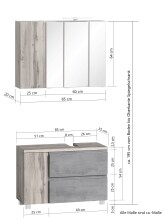 Badmöbel-Set >Paris< (2-tlg.) in matt-weiß / Wotaneiche-Dekor