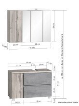 Badmöbel-Set >Paris< (2-tlg.) in matt-weiß / Wotaneiche-Dekor