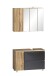 Badmöbel-Set >Paris< (2-tlg.) in grau / Wotaneiche-Dekor - 85x195x35cm (BxHxT)