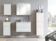 Badmöbel-Set >Paris< (2-tlg.) in weiß / Wotaneiche-Dekor - 80x195x47cm (BxHxT)