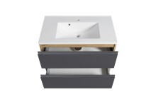 Badmöbel-Set >Paris< (2-tlg.) in grau / Wotaneiche-Dekor - 80x195x47cm (BxHxT)