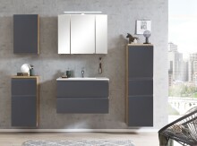 Badmöbel-Set >Paris< (2-tlg.) in grau / Wotaneiche-Dekor - 80x195x47cm (BxHxT)