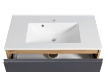 Badmöbel-Set >Paris< (2-tlg.) in grau / Wotaneiche-Dekor - 80x195x47cm (BxHxT)