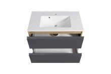 Badmöbel-Set >Paris< (2-tlg.) in grau / Wotaneiche-Dekor - 80x195x47cm (BxHxT)